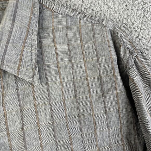 Vintage Gitman Bros Shirt Men Large Gray Brown Gold Striped Button Up Pocket USA - Picture 7 of 13